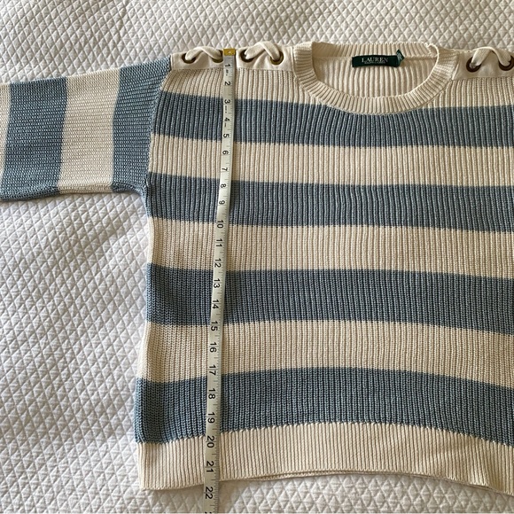 Lauren Ralph Lauren Blue and White Stripe Sweater Size M - Picture 6 of 9